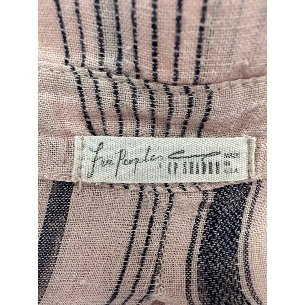 Free People - Ruffle Front Shirt - Extra Large (pink/denim stripe color) - Picture 12 of 15